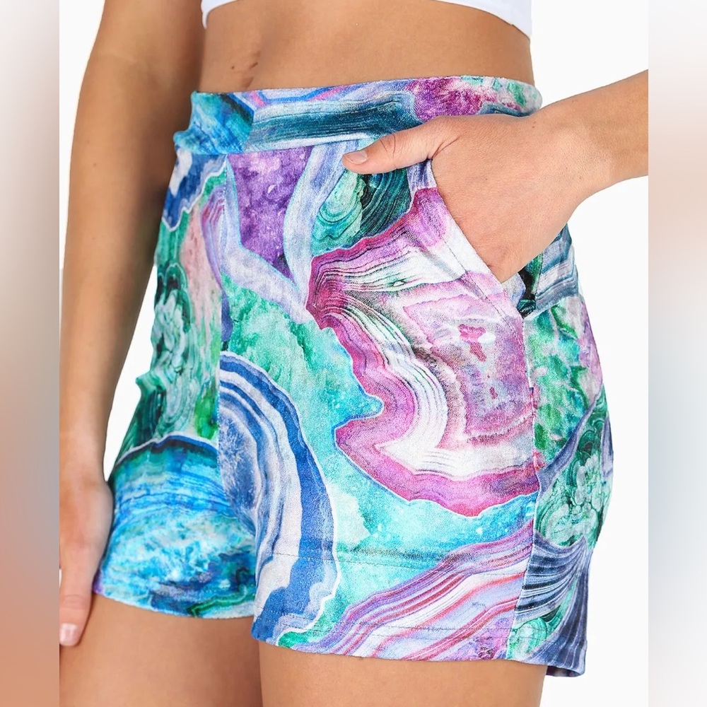 Blackmilk iced velvet Geode shorts, size L